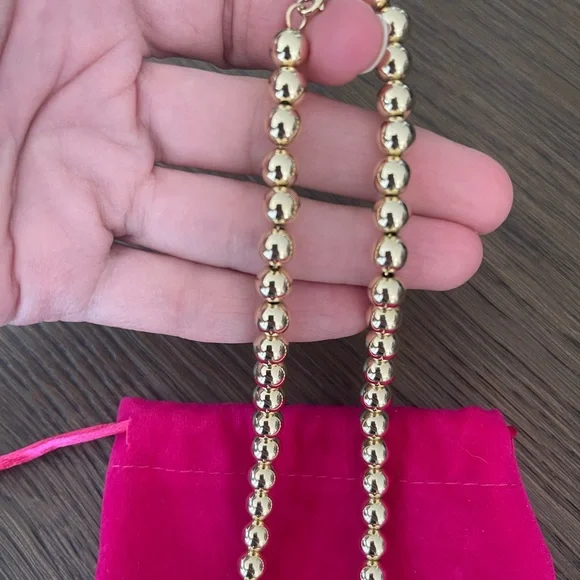 14k 7mm Gold Beaded Necklace - Picture 3 of 5